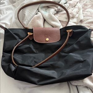 Longchamp Black and Brown Tote Bag